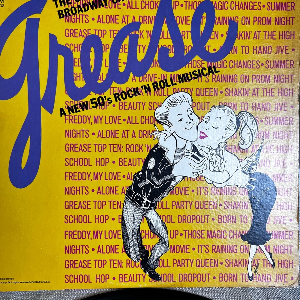 Grease Vinyl Record with Iconic Cover Art